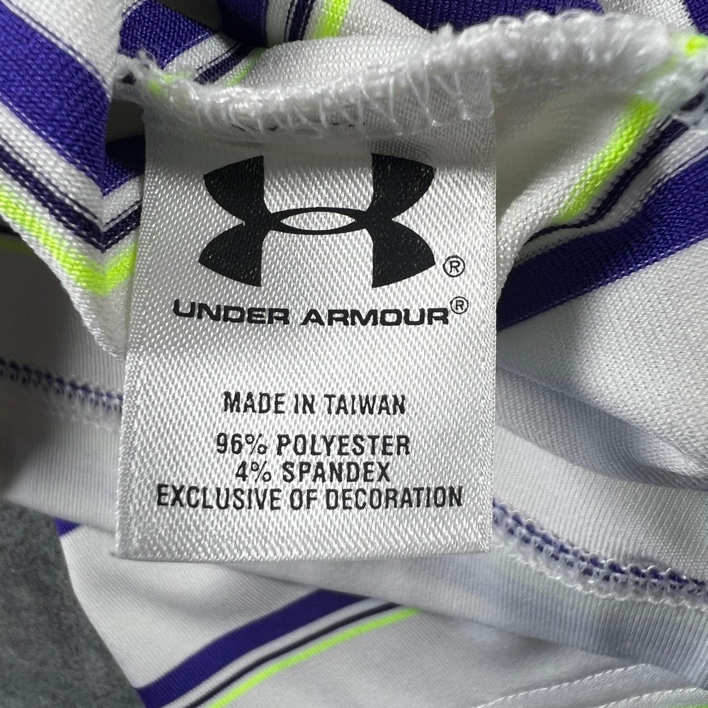 Under Armour HeatGear Polo Shirt Mens XL Green Striped Short Sleeve Golf Outdoor - Picture 11 of 11